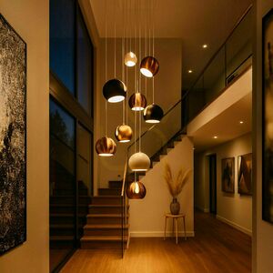 Lampă suspendată s.luce Ball neagră Ø20 cm E27 cu abajur rotativ, suspensie 5 m small 0