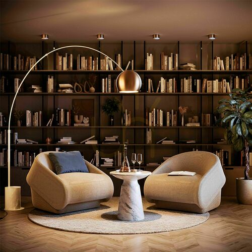 Verifica Lampă de podea s.luce Ball aurie cu arc, marmură, E27, 220 cm