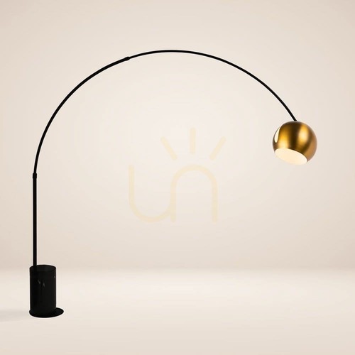 Verifica Lampă de podea s.luce Ball aurie cu arc, marmură, E27, 220 cm