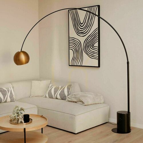 Verifica Lampă de podea s.luce Ball aurie cu arc, marmură, E27, 220 cm