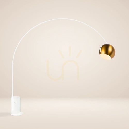 Verifica Lampă de podea s.luce Ball aurie din marmură, arc, E27, 220 cm