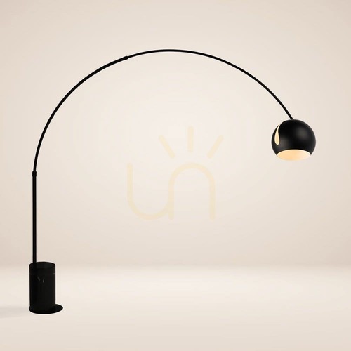 Verifica Lampă de podea arc s.luce Ball neagră, marmură, E27, 220 cm
