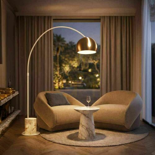 Verifica Lampă de podea arc s.luce Ball neagră, marmură, E27, 220 cm