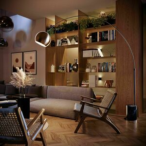 Lampă de podea arc s.luce Ball 220 cm E27 abajur cupru, bază din marmură neagră small 14