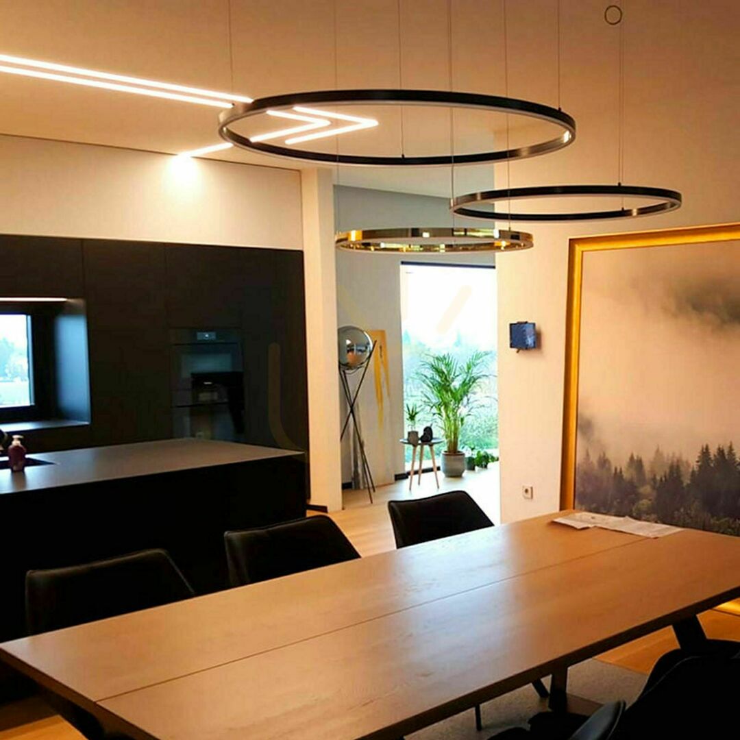 Afişa Lustră suspendată LED s.luce Ring alb Ø120 cm, dimabil, metal, modernă Lustră suspendată LED s.luce Ring alb Ø120 cm, dimabil, metal, modernă