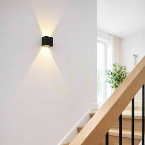 Aplică LED s.luce Ixa neagră pătrată 10 cm cu senzor de mișcare IP44 small 12