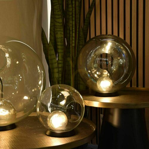 Verifica Lampă de masă s.luce Orb aurie din sticlă, metal, 30 cm, E27, dimmabilă