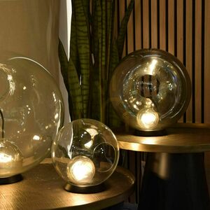 Lampă de masă s.luce Orb maro, glob de sticlă, 30 cm, E27 small 1
