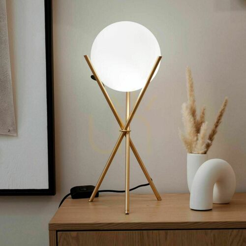 Verifica Lampă de masă s.luce Orb Axis albă și aurie din sticlă, 20 cm, E27