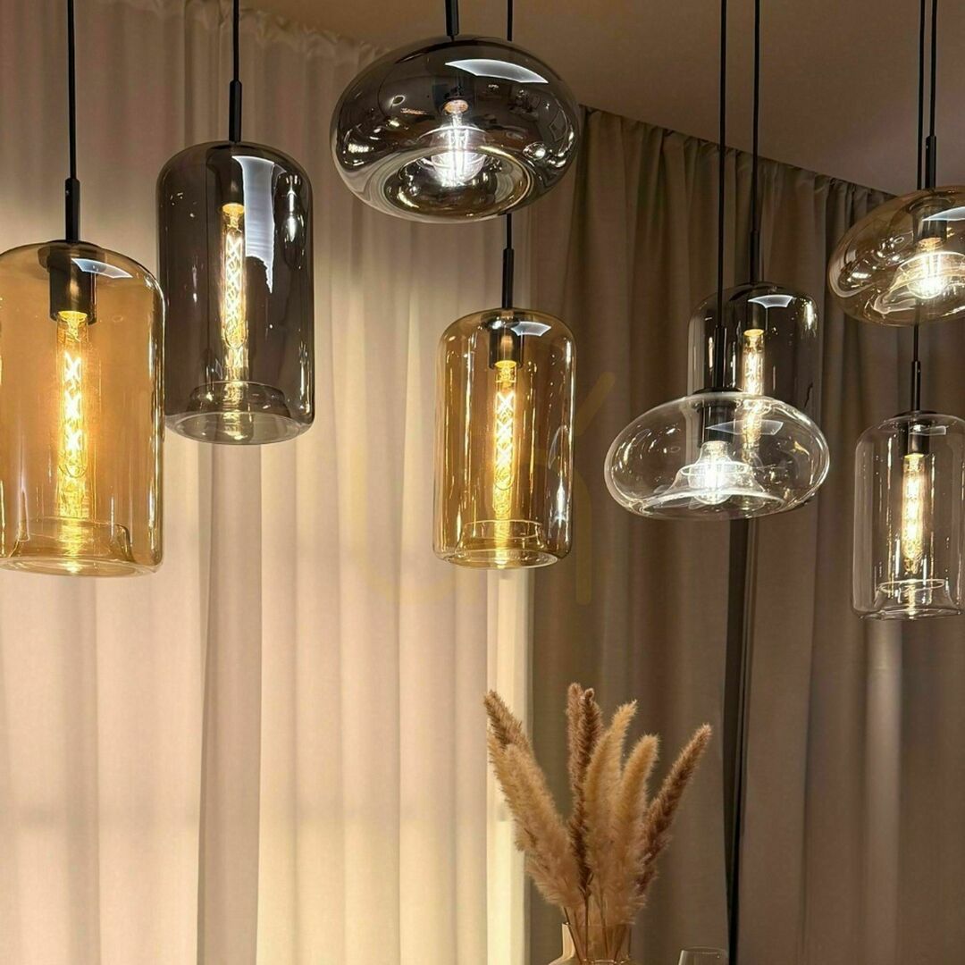 Vedere Lustră suspendată s.luce Cruet XL chihlimbar sticlă 8 becuri E27 ovale Lustră suspendată s.luce Cruet XL chihlimbar sticlă 8 becuri E27 ovale