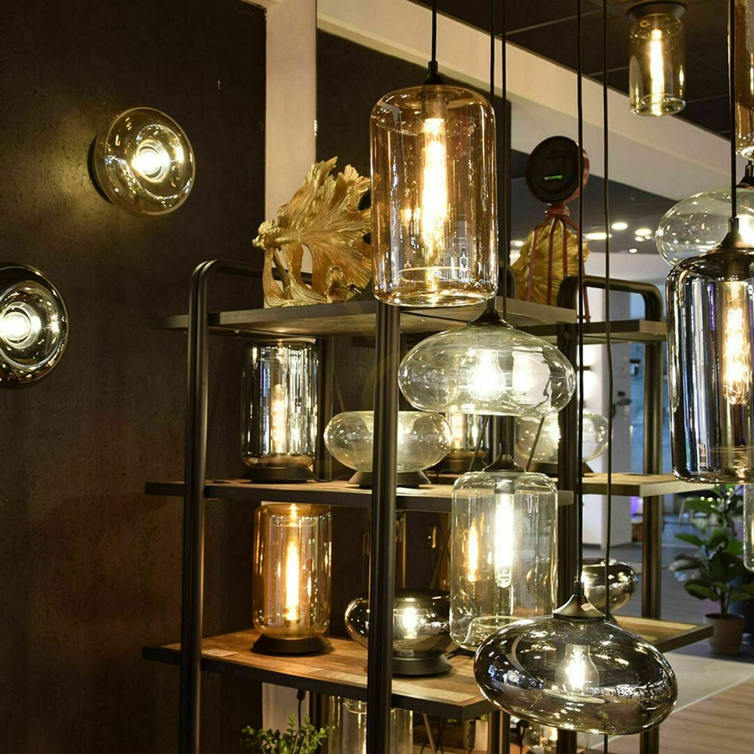 Vedere Lustră suspendată s.luce Cruet XL chihlimbar sticlă 8 becuri E27 ovale Lustră suspendată s.luce Cruet XL chihlimbar sticlă 8 becuri E27 ovale