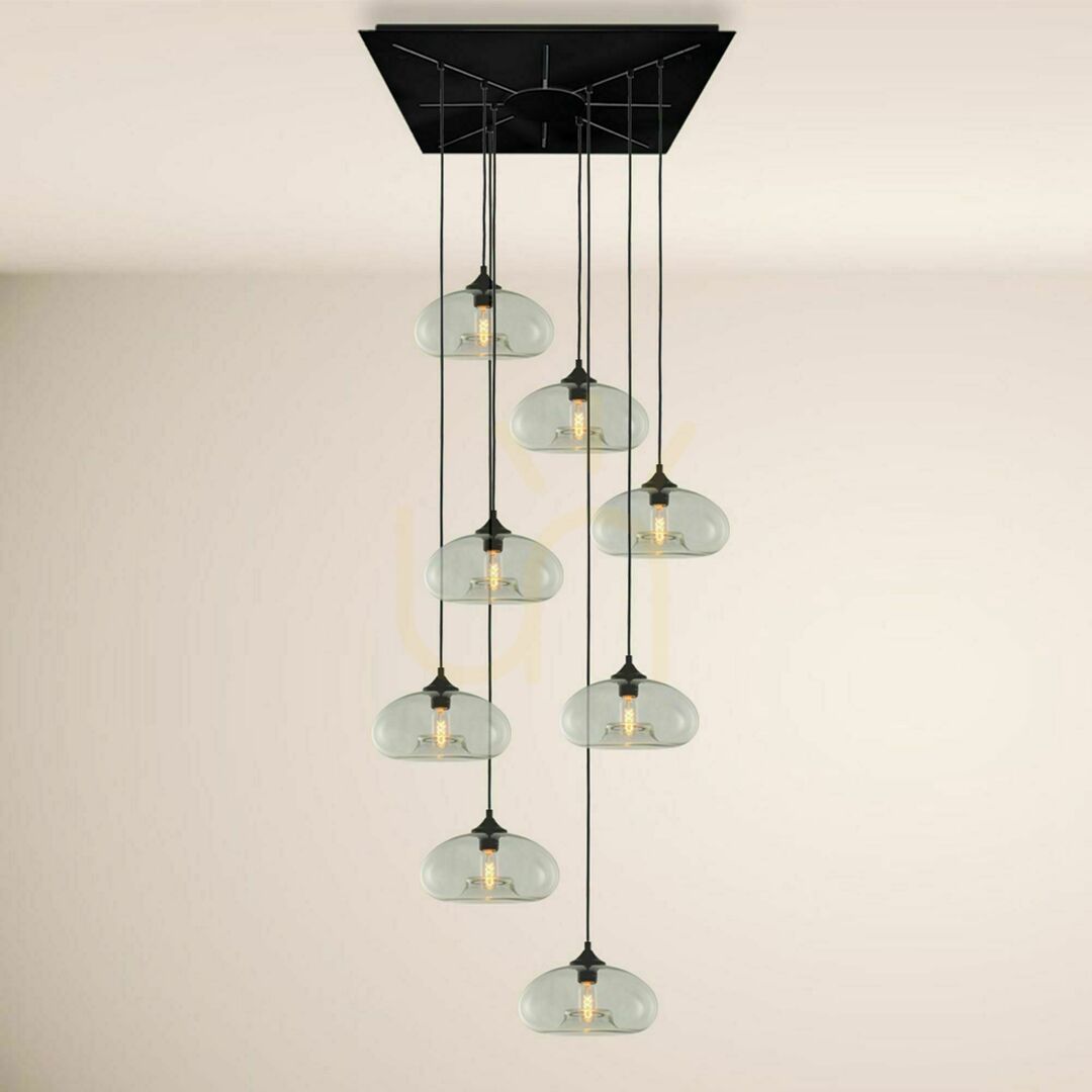 Spectacol Lustră suspendată s.luce Cruet XL chihlimbar sticlă 8 becuri E27 ovale Lustră suspendată s.luce Cruet XL chihlimbar sticlă 8 becuri E27 ovale
