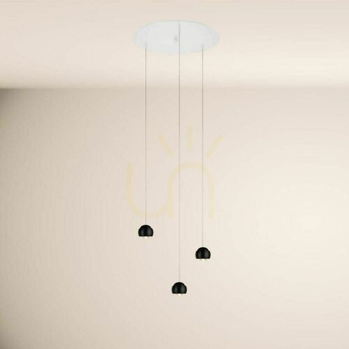 Verifica Lampă suspendată s.luce Beam LED cu 3 corpuri neagră, rozetă albă Ø 40 cm