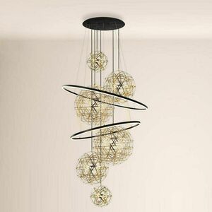 Lustră LED s.luce Fusion XXL neagră 150 cm, inel luminos, 8 becuri small 5