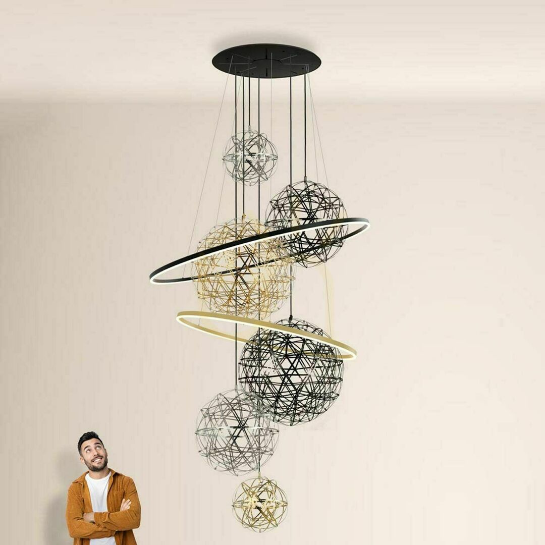 Afişa Lustră LED s.luce Fusion XXL neagră 150 cm 8 becuri, modernă Lustră LED s.luce Fusion XXL neagră 150 cm 8 becuri, modernă