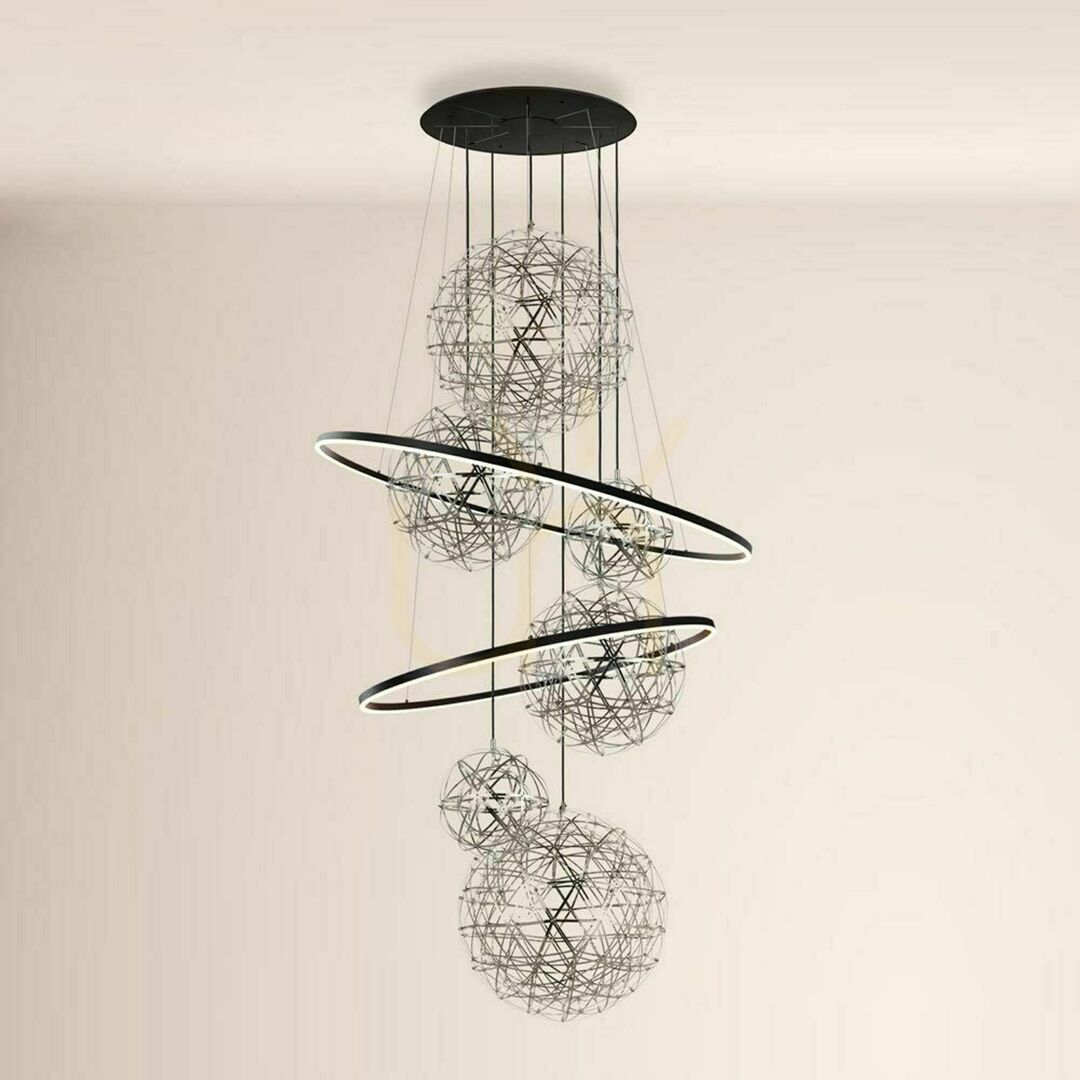 Vedere Lustră LED s.luce Fusion XXL neagră 150 cm 8 becuri, modernă Lustră LED s.luce Fusion XXL neagră 150 cm 8 becuri, modernă