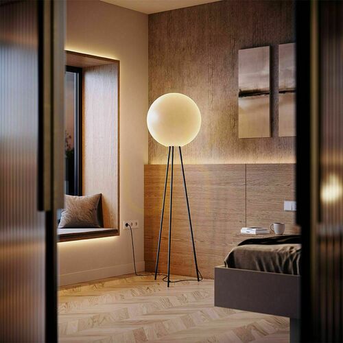 Verifica Lampă de podea s.luce Orb Tripod 160 cm, glob de sticlă transparentă, E27, modernă