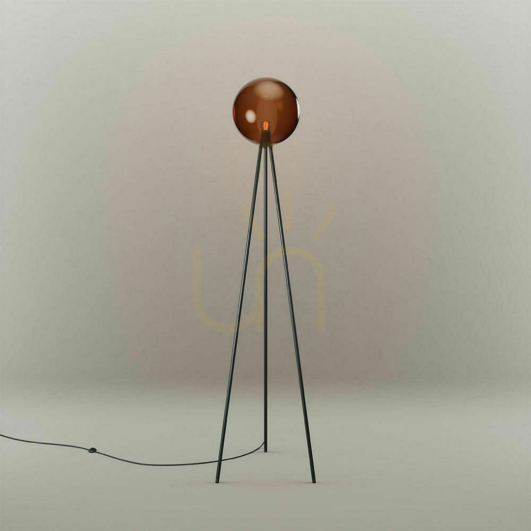 Spectacol Lampă de podea s.luce Orb Tripod fumuriu sticlă 160 cm, E27, modernă Lampă de podea s.luce Orb Tripod fumuriu sticlă 160 cm, E27, modernă