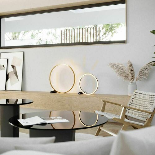 Verifica Lampă de masă LED s.luce Ring neagră 60 cm, metal, dimmabilă