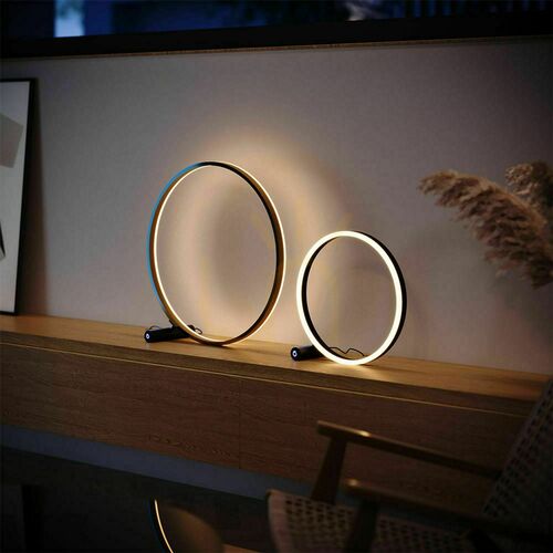 Verifica Lampă de masă LED s.luce Ring neagră 40 cm metal dimabilă