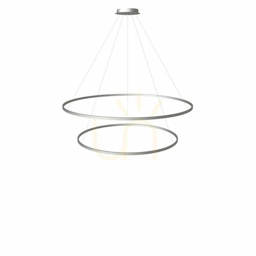 Verifica Lampă suspendată s.luce Ring LED, 2 inele, argintiu, Ø100/80 cm