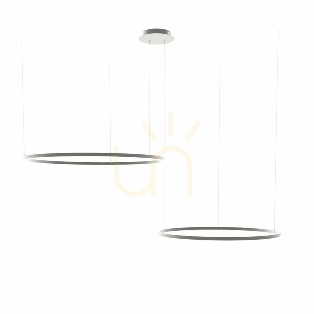 Afişa Lampă suspendată LED s.luce Ring alb excentrică 2 surse 60/40 cm Lampă suspendată LED s.luce Ring alb excentrică 2 surse 60/40 cm