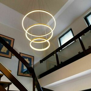 Lustră LED suspendată s.luce Ring aurie 3 inele 80/60/40 cm dimabilă small 0