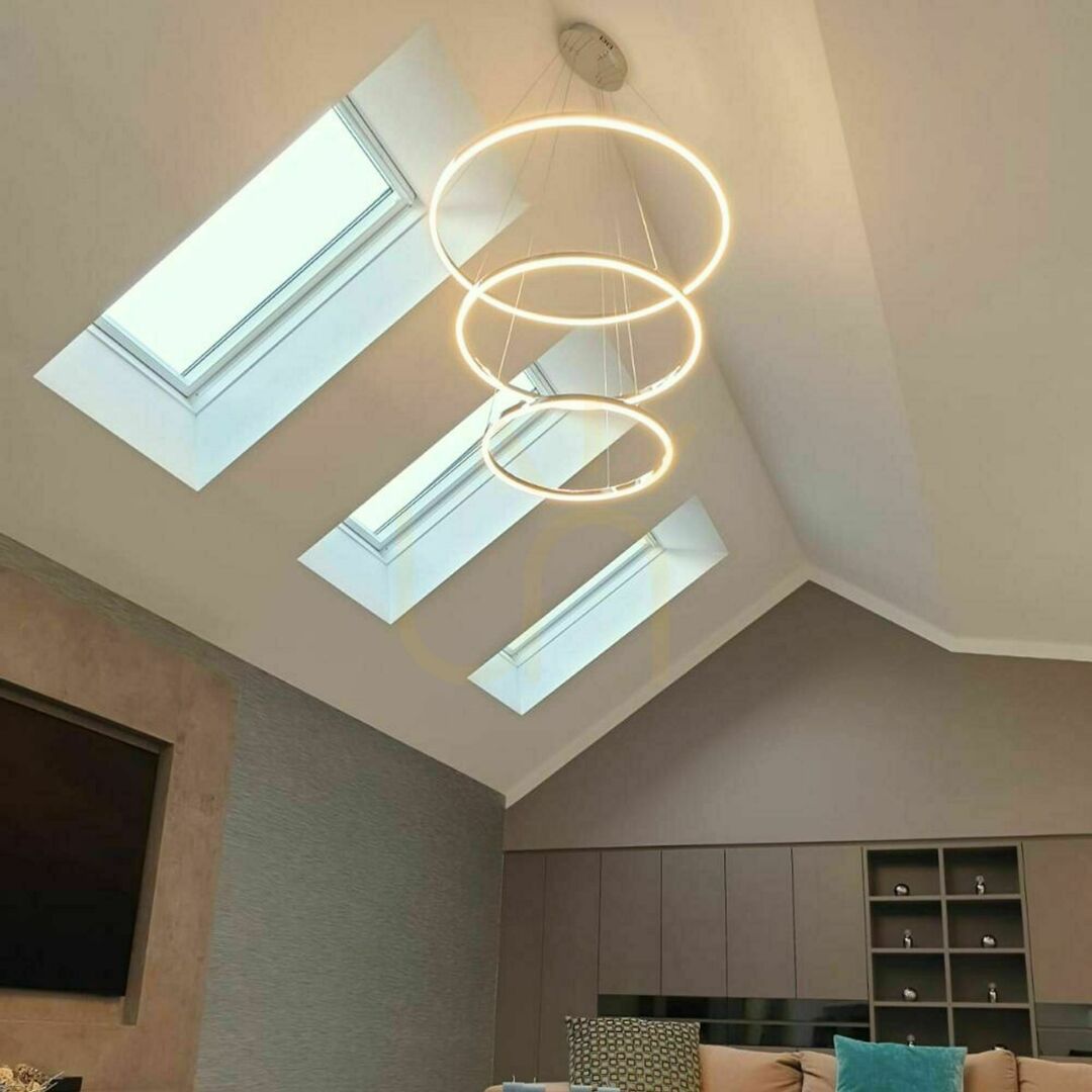 Spectacol Lustră suspendată s.luce Ring LED aurie, 3 inele, 100/80/60 cm, dimabilă Lustră suspendată s.luce Ring LED aurie, 3 inele, 100/80/60 cm, dimabilă