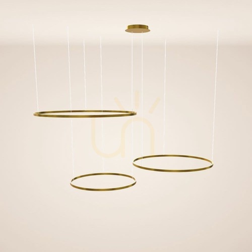 Verifica Lustră LED s.luce Ring aurie 3 inele 120/100/80 cm dimabilă