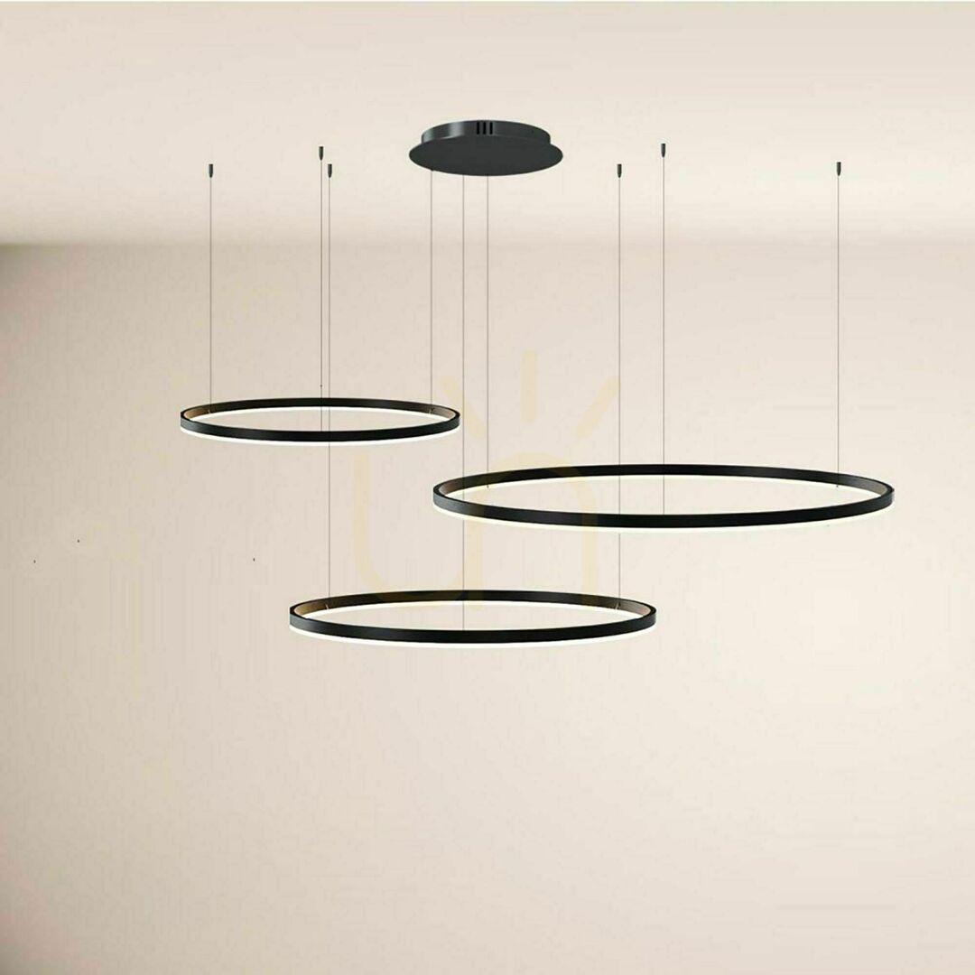 previzualizare Lustră suspendată s.luce Ring LED neagră 3 inele 150/120/100 cm dimmabilă Lustră suspendată s.luce Ring LED neagră 3 inele 150/120/100 cm dimmabilă