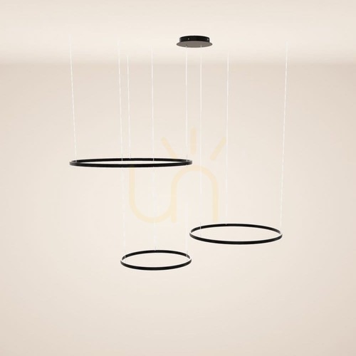 Verifica Lustră LED suspendată s.luce Ring neagră, 3 cercuri, dimabilă, 100/80/60 cm