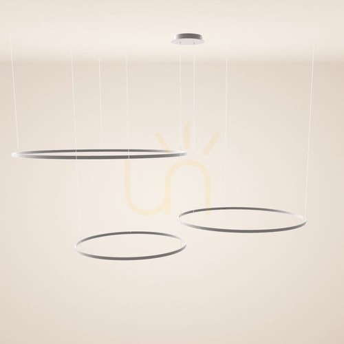 Verifica Lustră suspendată LED s.luce Ring 3 cercuri argintie, dimabilă, 120 cm