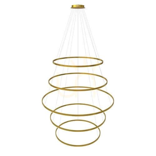 Verifica Lustră suspendată s.luce Ring LED aurie 5 becuri rotundă modernă 150 cm