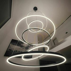 Lustră suspendată LED s.luce Ring neagră rotundă, 5 becuri, 100 cm 12 Lustră suspendată LED s.luce Ring neagră rotundă, 5 becuri, 100 cm small 12