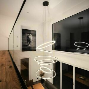 Lustră suspendată s.luce Ring LED neagră 5 becuri rotundă 150 cm dimabilă small 11