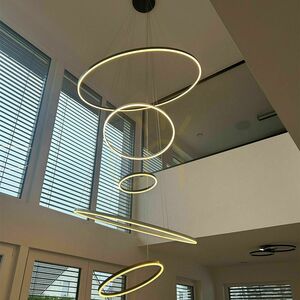 Lustră suspendată s.luce Ring LED neagră 5 becuri rotundă 150 cm dimabilă small 13