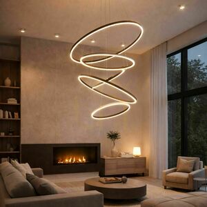 Lustră suspendată s.luce Ring LED neagră 5 becuri rotundă 150 cm dimabilă small 4
