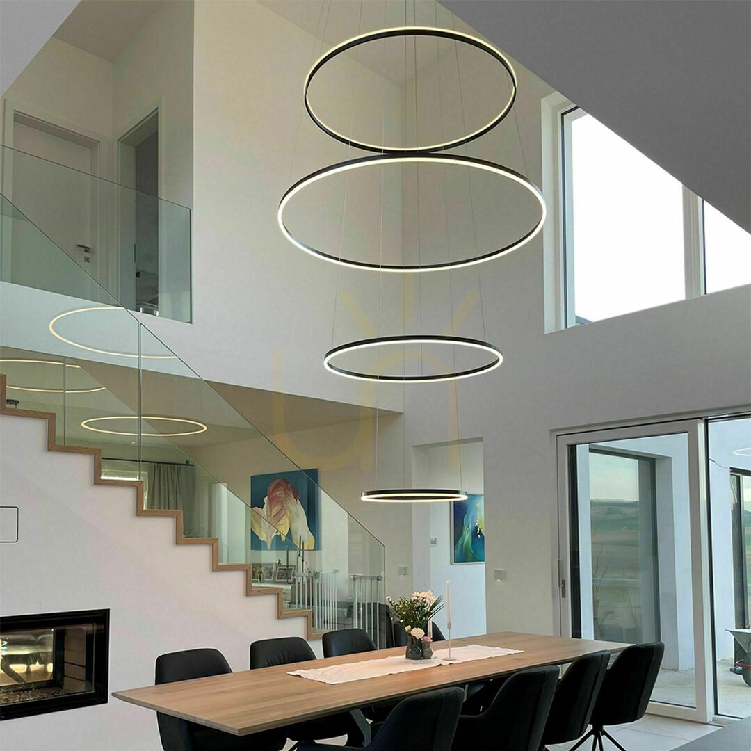 previzualizare Lustră suspendată LED s.luce Ring neagră 5 becuri, rotundă, 120 cm Lustră suspendată LED s.luce Ring neagră 5 becuri, rotundă, 120 cm