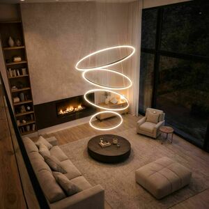 Lustră suspendată s.luce Ring LED argintie 5 becuri, dimabilă, rotundă, 120 cm small 8