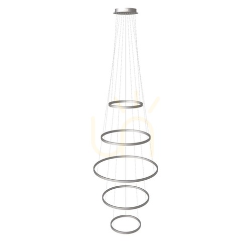 Verifica Lustră suspendată s.luce Ring LED 5x 80 cm argintiu, dimmabil, metal, modern