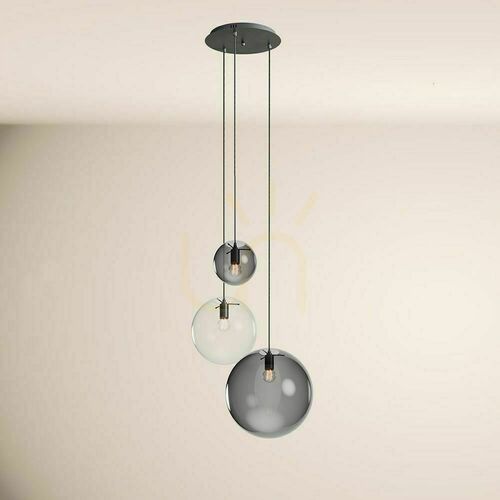 Verifica Lustră s.luce Orb fumuriu 3 becuri E27 din sticlă, metal, 40 cm, modernă
