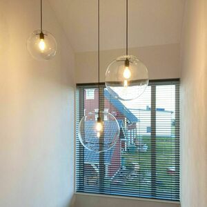 Lampă suspendată s.luce Orb cu 3 globuri de sticlă Ø20/30/40 cm, sticlă fumurie în degrade, suspensie neagră small 11