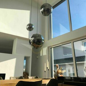 Lampă suspendată s.luce Orb cu 3 globuri de sticlă Ø20/30/40 cm, sticlă fumurie în degrade, suspensie neagră small 12