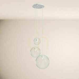 Lampă suspendată s.luce Orb 179388, 3×E27, sticlă transparentă, rozetă albă, Ø20/30/40 cm small 15