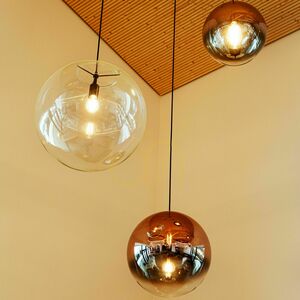 Lustru s.luce Orb alb sticlă metal 3 brațe E27 dimabil modern small 6