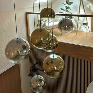 Lustră s.luce Orb albă, rotundă, sticlă și metal, 8 brațe, E27, dimabilă small 10
