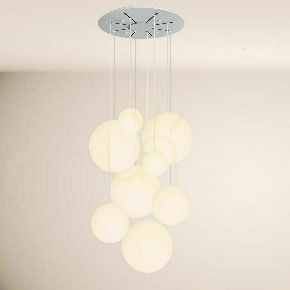 Verifica Lustră s.luce Orb albă, rotundă, sticlă și metal, 8 brațe, E27, dimabilă Lustră s.luce Orb albă, rotundă, sticlă și metal, 8 brațe, E27, dimabilă