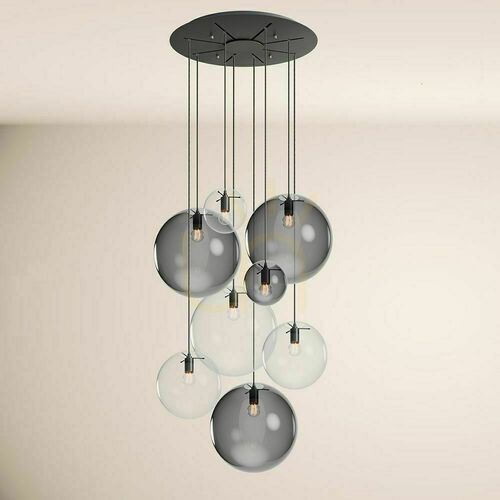 Verifica Lustră s.luce Orb fumuriu sticlă metal 8 brațe Ø50 cm