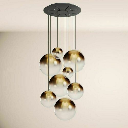 Verifica Lustră s.luce Orb aurie din sticlă și metal, 8 brațe, E27, rotundă
