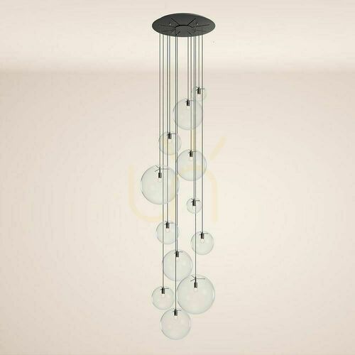 Verifica Lampă suspendată s.luce Orb Modular 12 becuri sticlă transparentă neagră